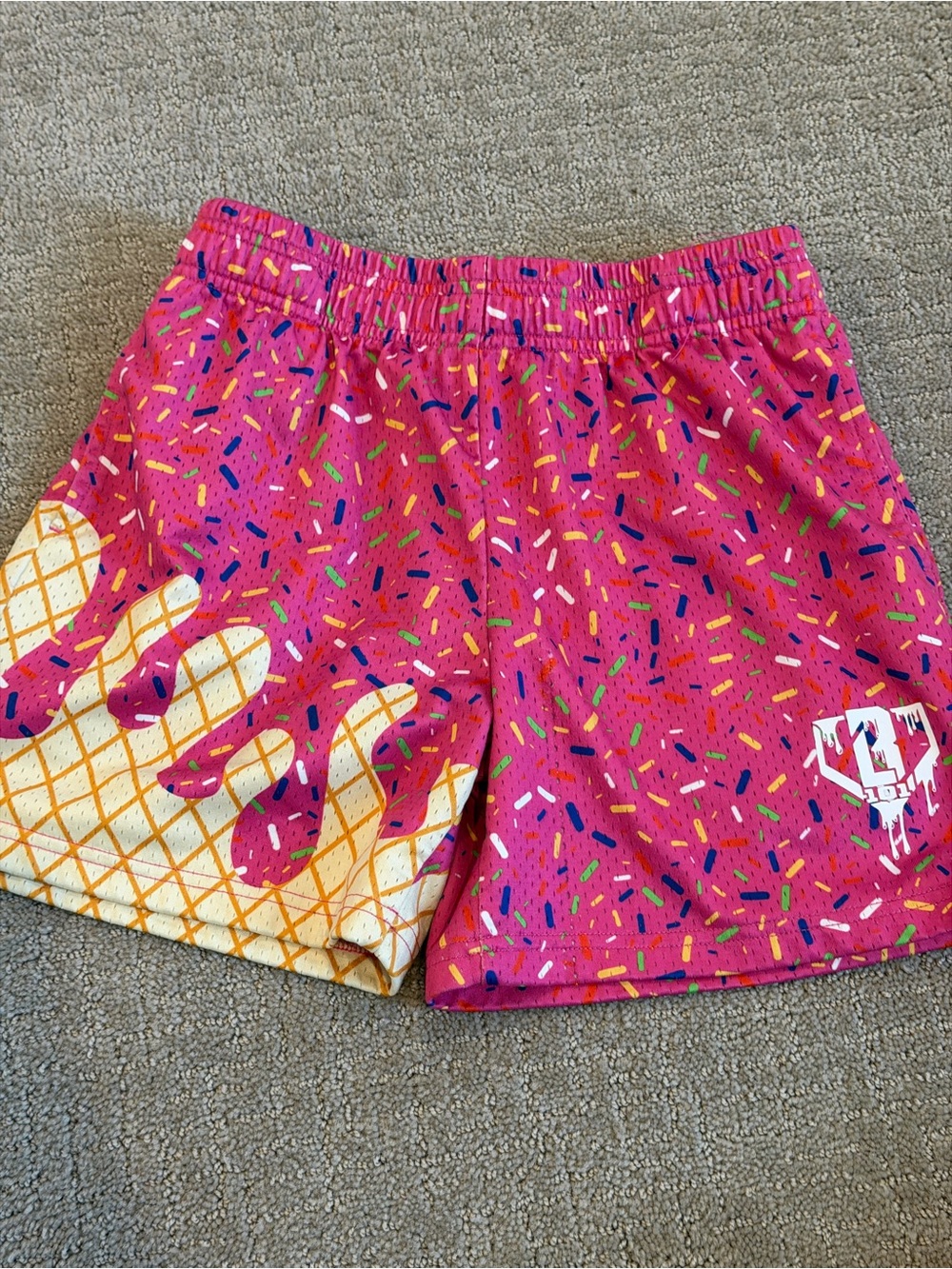 Boys’ Baseball 101 Pink Sprinkles Ice Cream Cone Print Shorts